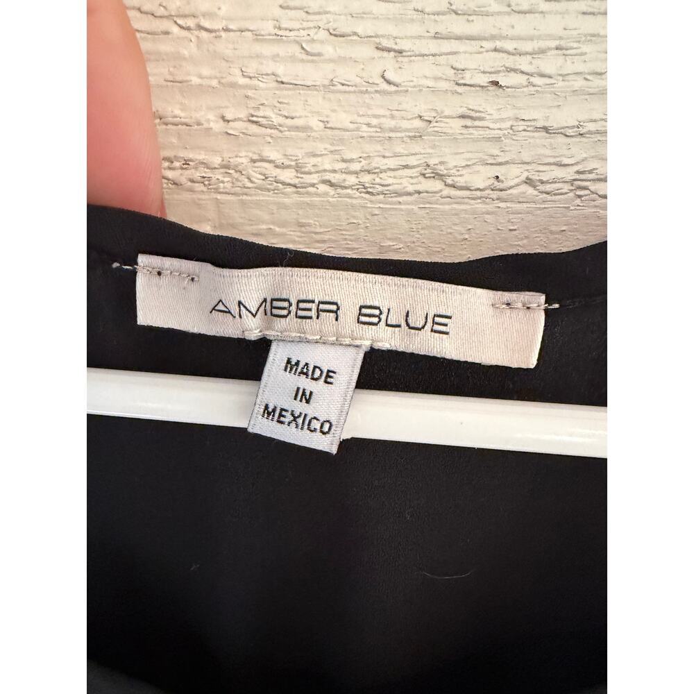 Amber Blue Black Sleeveless Blouse Tank Top Women’s Medium - Picture 5 of 7